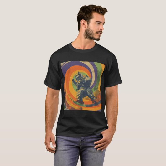 Psychedelic Space Cat – Trippy Astronaut Poster Tシャツ (正面フル)