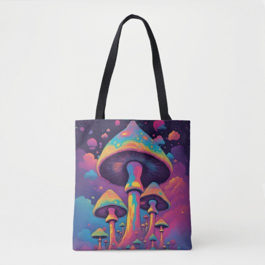 Psychedelic Spirit Shroom Garden Tote Bag トートバッグ (正面)