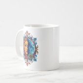 Psychedelic Sun and Moon Boho Floral Art  コーヒーマグカップ (正面左)