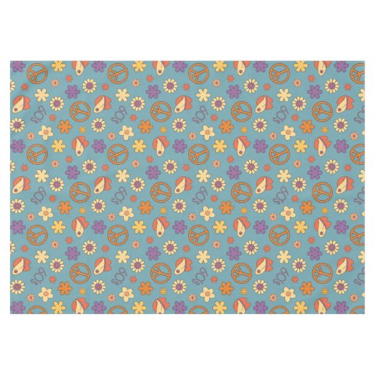 Psychedelic Tablecloth Retro Pastel Mood Piece テーブルクロス (正面(横))