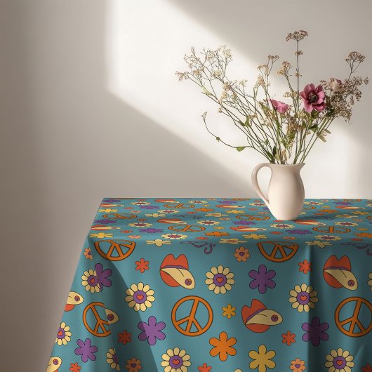Psychedelic Tablecloth Retro Pastel Mood Piece テーブルクロス
