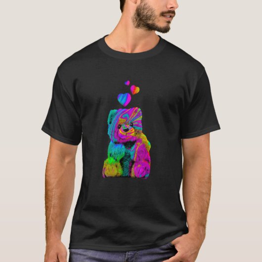 Psychedelic Teddy Bear Trippy Colorful Teddy with  Tシャツ (正面)
