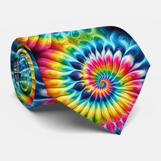 Psychedelic Tie-Dye Pattern ネクタイ (ロール)