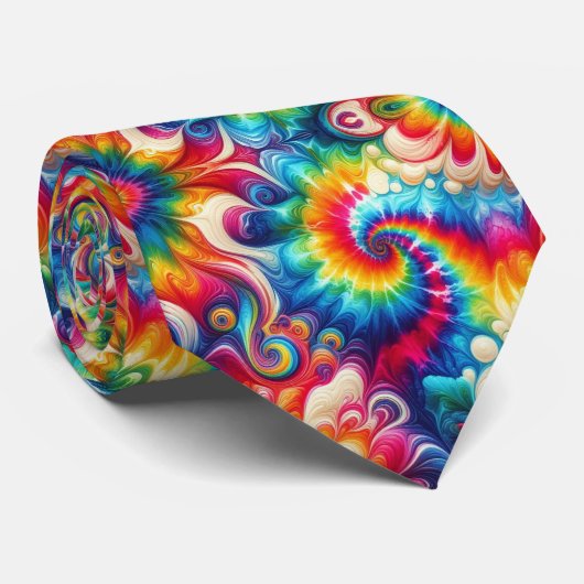 Psychedelic Tie-Dye Pattern ネクタイ (ロール)