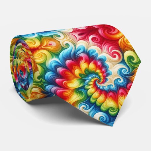 Psychedelic Tie-Dye Pattern ネクタイ (ロール)