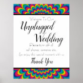 Psychedelic Tie Dye Unplugged Wedding Sign ポスター (正面)