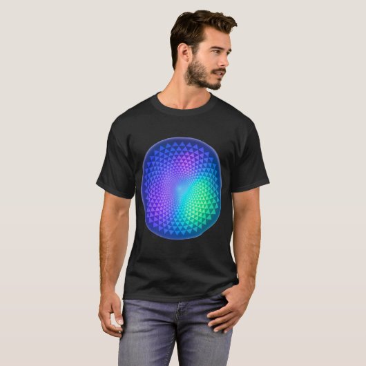 Psychedelic Triangle Mandala Scales Tシャツ (正面フル)