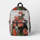 Psychedelic Tulip Floral Buddhist Monk ATM Quotes プリントバックパック (正面)