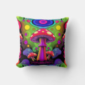 Psychedelic Vibrant Colorful Retro Mushrooms クッション (正面)