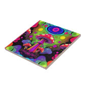 Psychedelic Vibrant Colorful Retro Mushrooms タイル (側面)