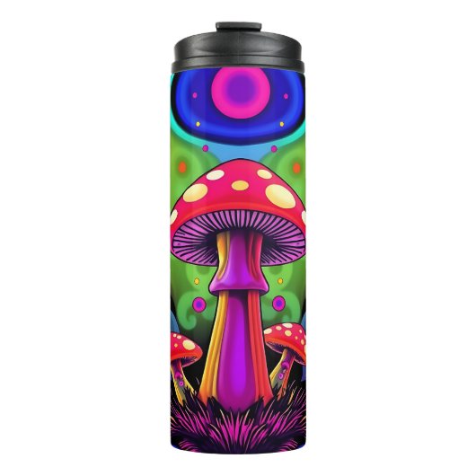 Psychedelic Vibrant Colorful Retro Mushrooms タンブラー (正面)