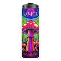 Psychedelic Vibrant Colorful Retro Mushrooms