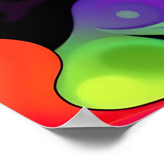 Psychedelic Vibrant Colorful Retro Mushrooms ポスター (角)