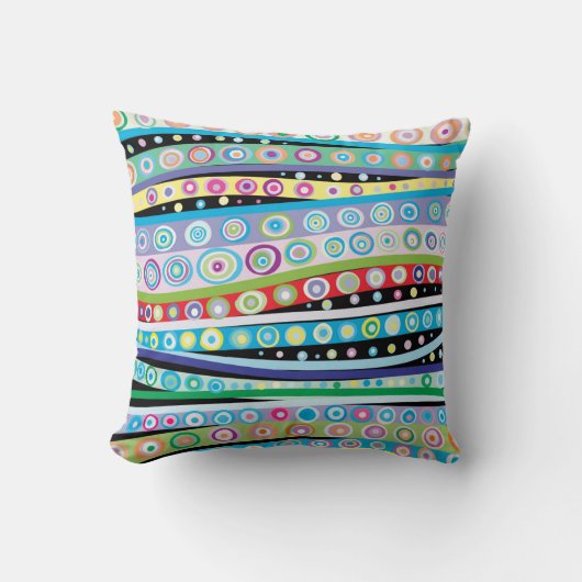 Psychedelic  Wave Pattern** Throw Pillow クッション (正面)