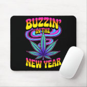 Psychedelic Weed Buzzing In New Year 2026 Funny  マウスパッド (マウス)