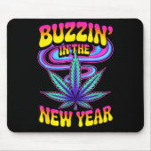 Psychedelic Weed Buzzing In New Year 2026 Funny  マウスパッド (正面)