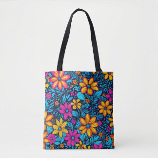 Psychedelic Wildflower Tote Bag トートバッグ