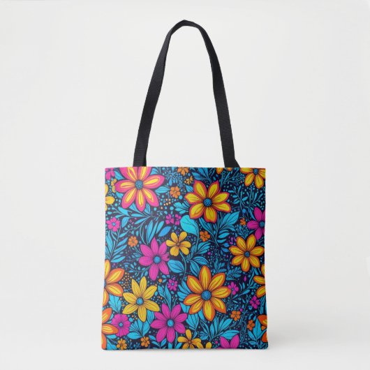 Psychedelic Wildflower Tote Bag トートバッグ (正面)