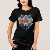 Psychedelic Wolf – Rainbow Spirit Animal Art トライブレンドＴシャツ (正面)