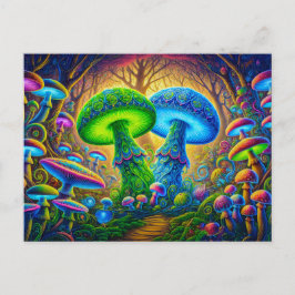 Psychedelic Wonderland Mystical Mushroom Fantasy ポストカード