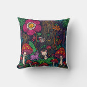 Psychedelic woodland cushion クッション (正面)