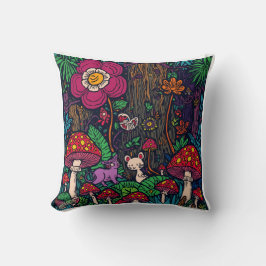 Psychedelic woodland cushion クッション
