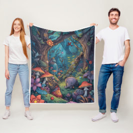 Psychedelic woodland fleece blanket フリースブランケット