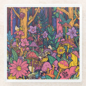Psychedelic woodland glass coaster ガラスコースター (正面)