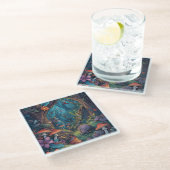 Psychedelic woodland glass coaster ガラスコースター (アングル)