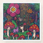 Psychedelic woodland glass coaster ガラスコースター (正面)