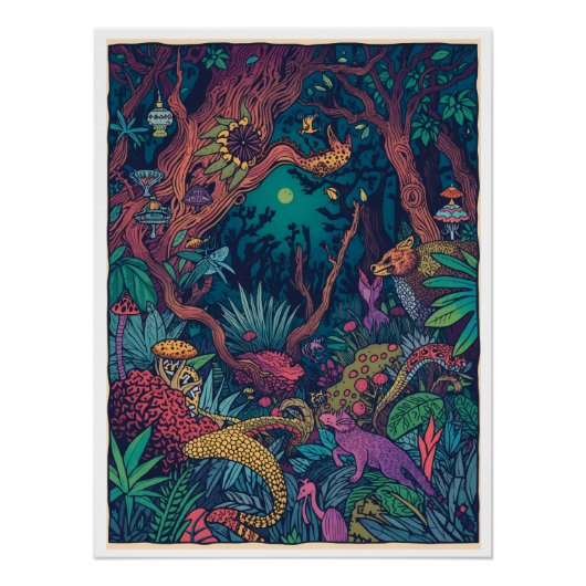 Psychedelic woodland poster ポスター (正面)