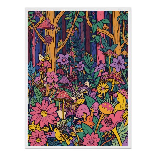 Psychedelic woodland poster ポスター (正面)