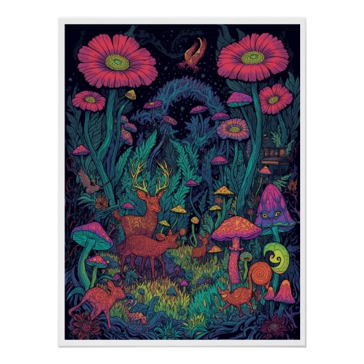 Psychedelic woodland poster ポスター (正面)