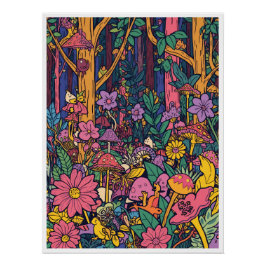 Psychedelic woodland poster ポスター
