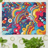 Psychedelische bunte Grafik キッチンタオル (折り畳み)