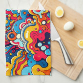 Psychedelische bunte Grafik キッチンタオル (四つ折り)
