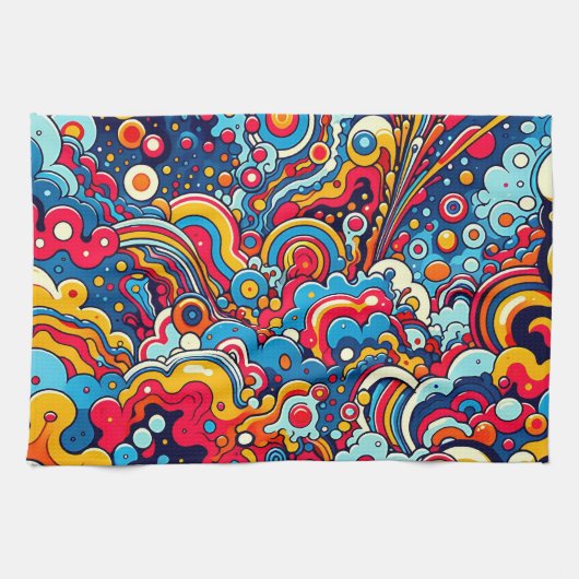 Psychedelische bunte Grafik キッチンタオル (横)