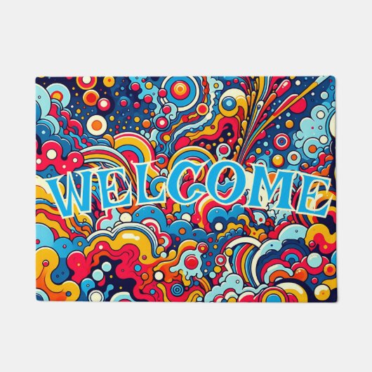 Psychedelische bunte Grafik ドアマット (正面)