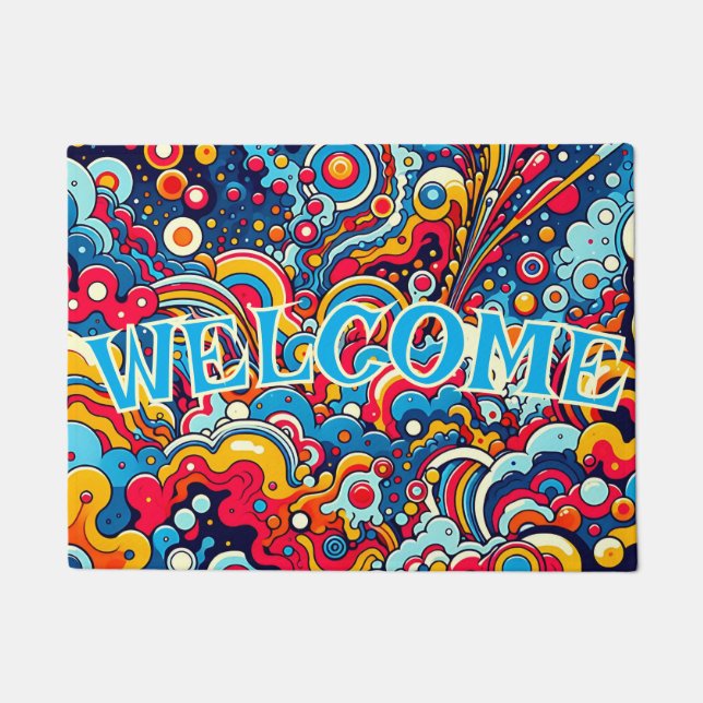 Psychedelische bunte Grafik ドアマット (正面)