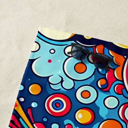 Psychedelische bunte Grafik ビーチタオル (インサイチュ)