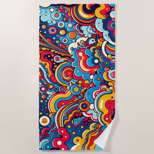Psychedelische bunte Grafik ビーチタオル (正面)