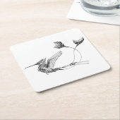 Psychedlicの鳥の入れ墨 スクエアペーパーコースター (アングル)