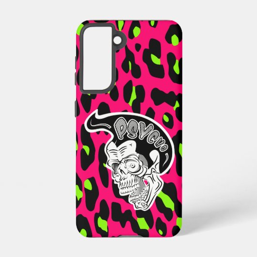Psycho Skull Hot Pink Leopard Print Samsung Galaxyケース (裏面)