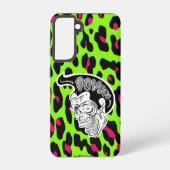 Psycho Skull Lime Leopard Print Samsung Galaxyケース (裏面)