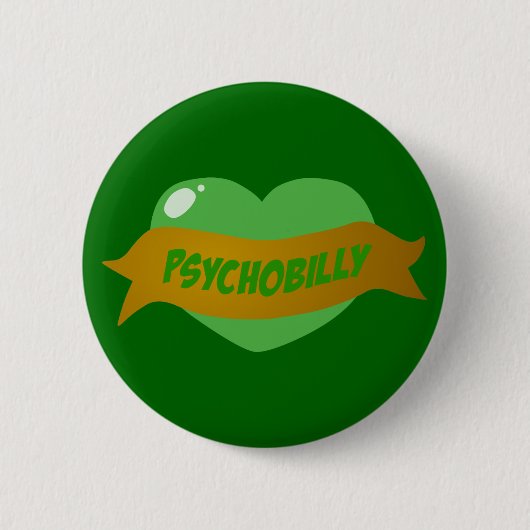 Psychobillyの入れ墨のハート 缶バッジ (正面)