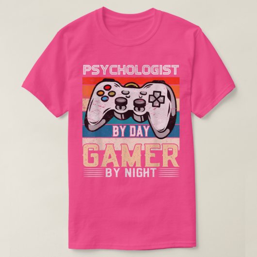 Psychologist by day gamer by night video gaming fa tシャツ (デザイン正面)