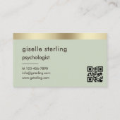 Psychologist Counselor Sage Green Gold QR Code  名刺 (裏面)