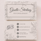 Psychologist Floral Botanical Elegant Script 名刺