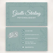Psychologist Floral Botanical Teal Green 名刺