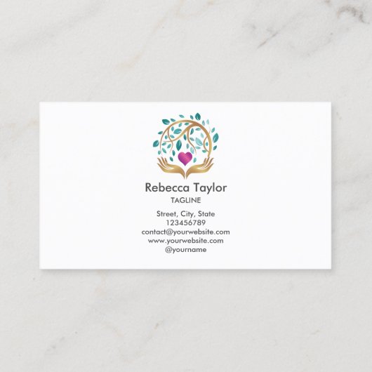 Psychologist Life Coach Tree of Life with Heart 名刺 (裏面)